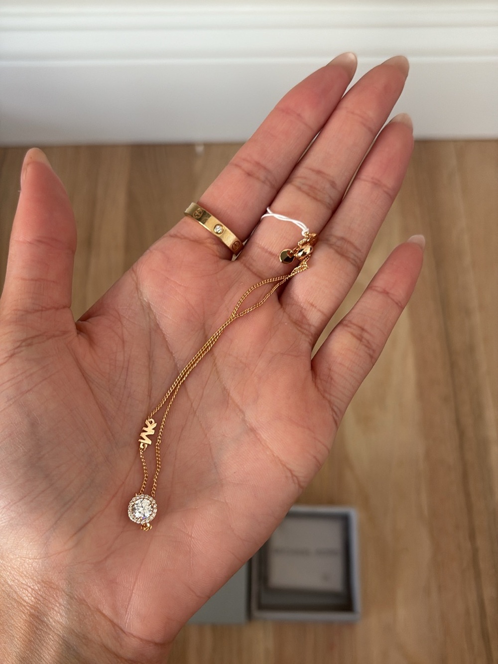 Michael Kors Gold-Tone Bracelet with Crystal Charm
